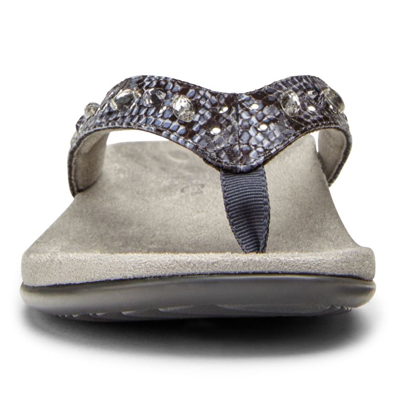 Vionic Women's Lucia Toe Post Sandal - Slate Grey Snake