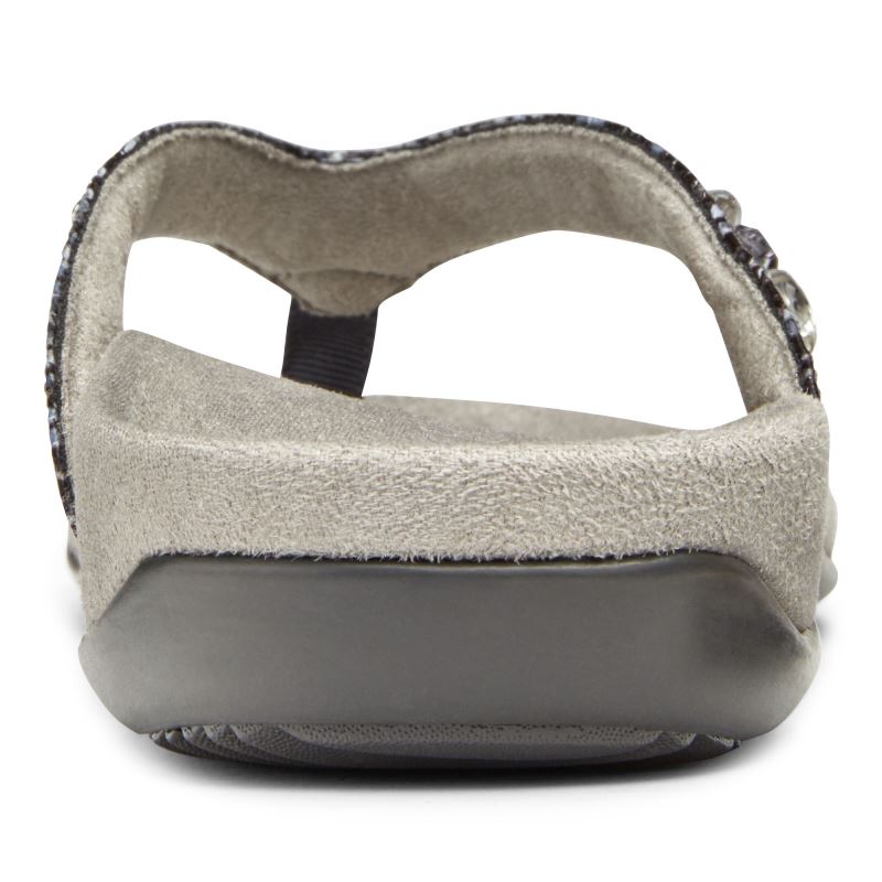 Vionic Women's Lucia Toe Post Sandal - Slate Grey Snake