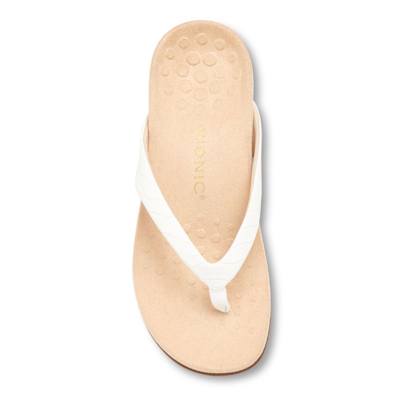 Vionic Women's Dillon Toe Post Sandal - White Croc