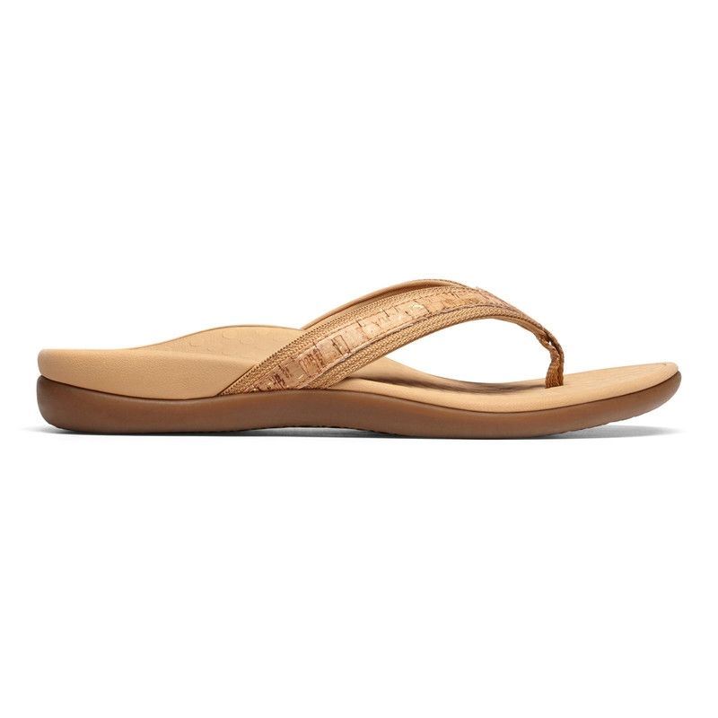 Vionic Women's Tide II Toe Post Sandal - Gold Cork