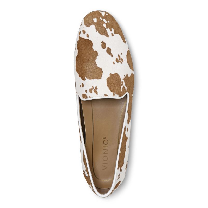 Vionic Women's Willa Slip on Flat - Brown Cow Print