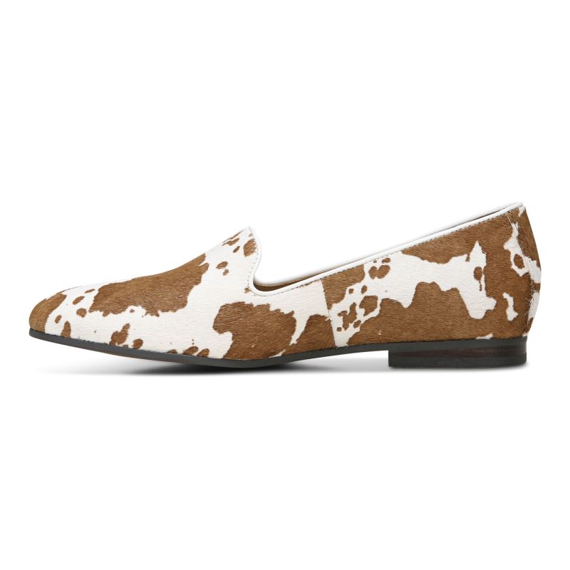 Vionic Women's Willa Slip on Flat - Brown Cow Print