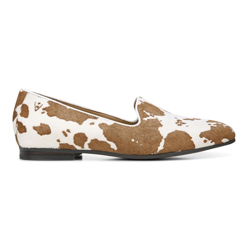 Vionic Women's Willa Slip on Flat - Brown Cow Print