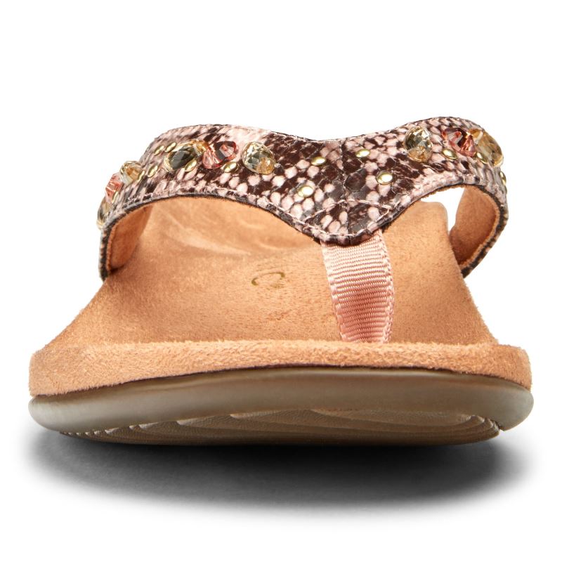 Vionic Women's Lucia Toe Post Sandal - Camelia Snake