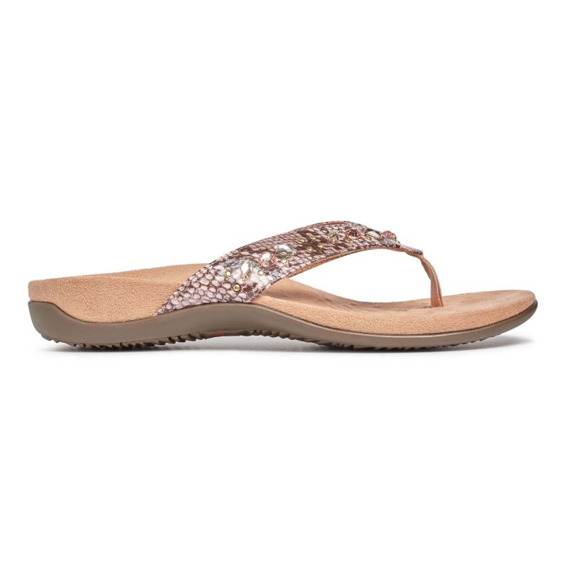 Vionic Women's Lucia Toe Post Sandal - Camelia Snake
