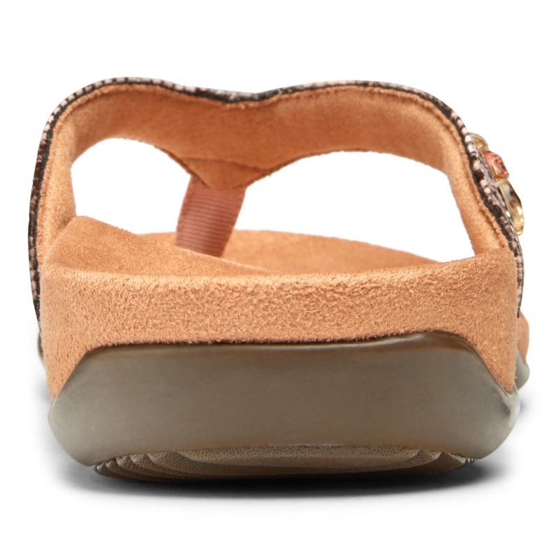 Vionic Women's Lucia Toe Post Sandal - Camelia Snake