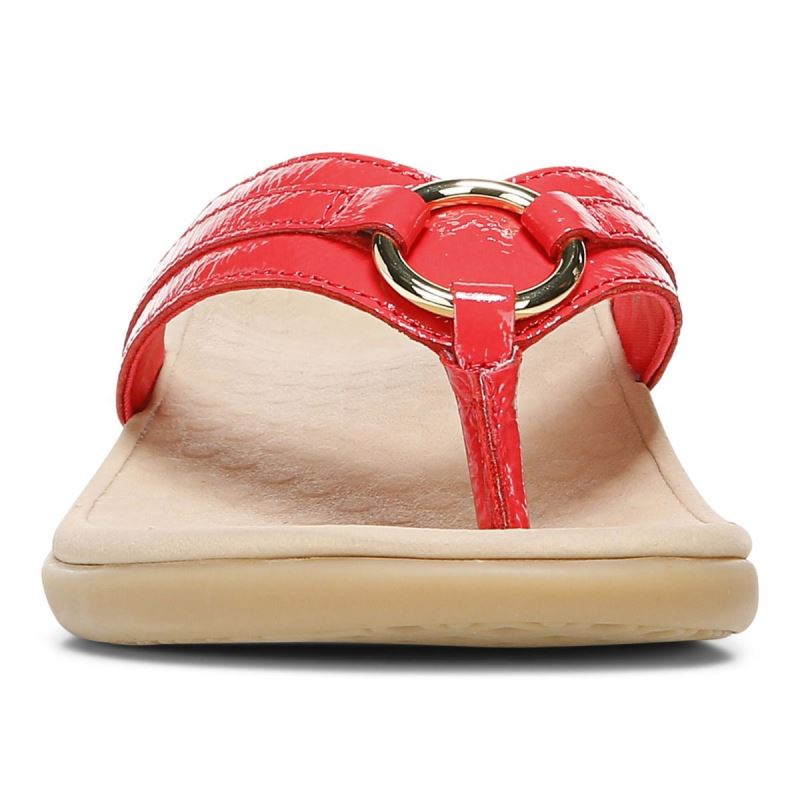 Vionic Women's Tide Aloe Toe Post Sandal - Poppy Leather