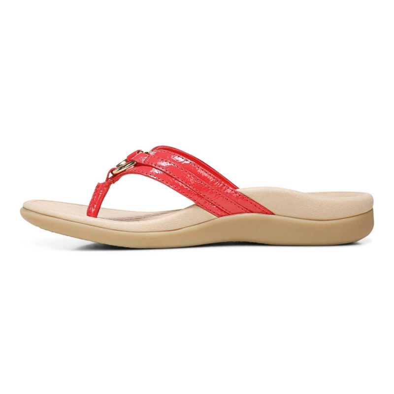 Vionic Women's Tide Aloe Toe Post Sandal - Poppy Leather