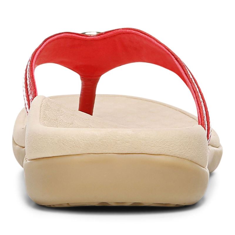 Vionic Women's Tide Aloe Toe Post Sandal - Poppy Leather