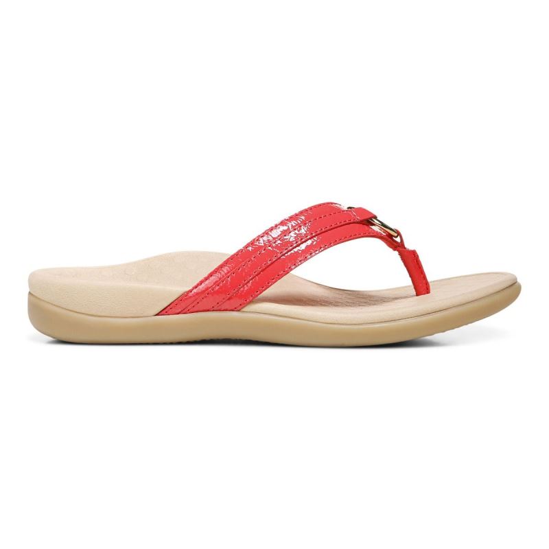 Vionic Women's Tide Aloe Toe Post Sandal - Poppy Leather