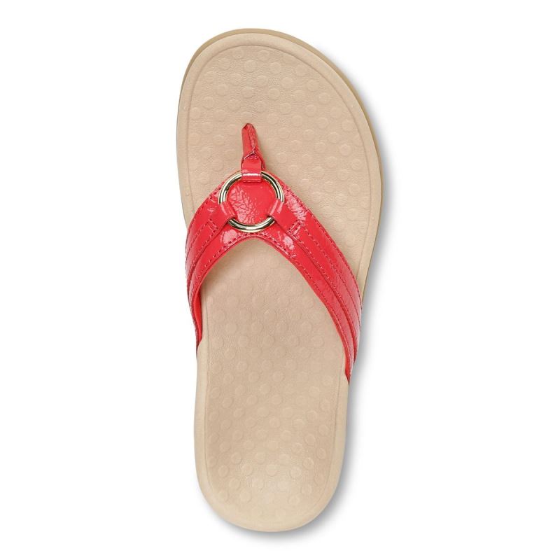 Vionic Women's Tide Aloe Toe Post Sandal - Poppy Leather