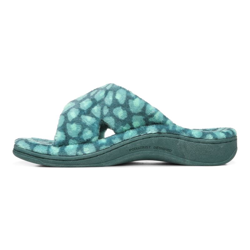 Vionic Women's Relax Slippers - Posy Green Leopard