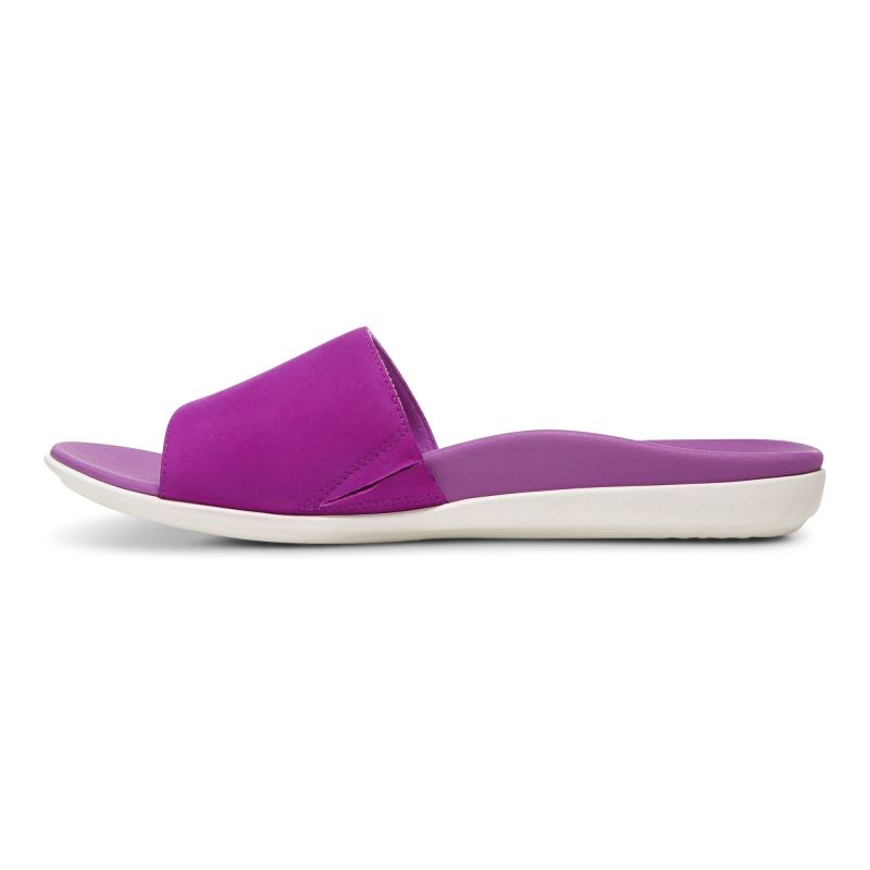 Vionic Women's Val Slide Sandal - Purple Cactus Nubuck