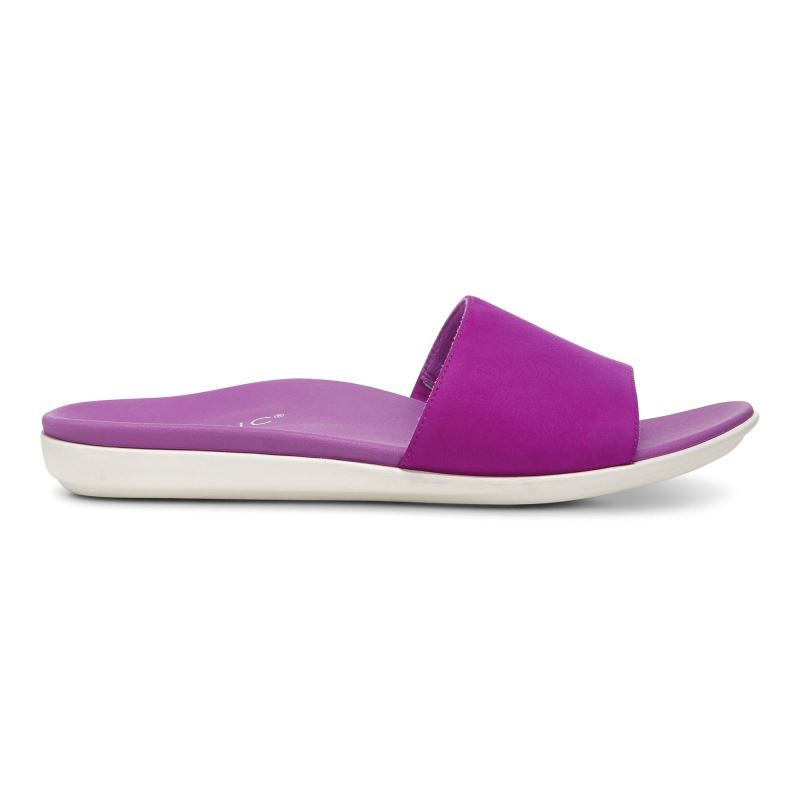 Vionic Women's Val Slide Sandal - Purple Cactus Nubuck