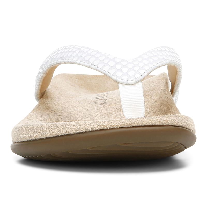 Vionic Women's Dillon Toe Post Sandal - White Lizard
