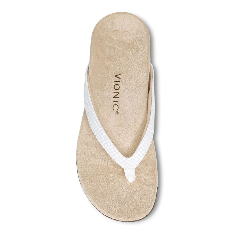 Vionic Women's Dillon Toe Post Sandal - White Lizard