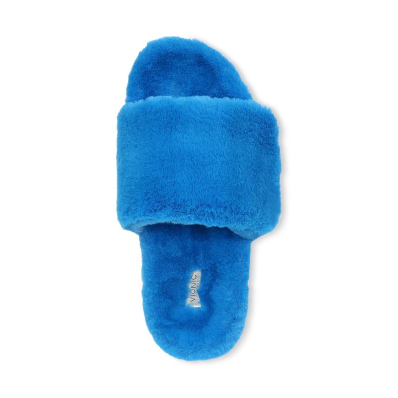 Vionic Women's Dream Plush Slipper - Atomic Blue Plush