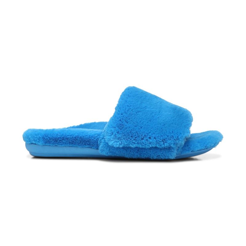 Vionic Women's Dream Plush Slipper - Atomic Blue Plush