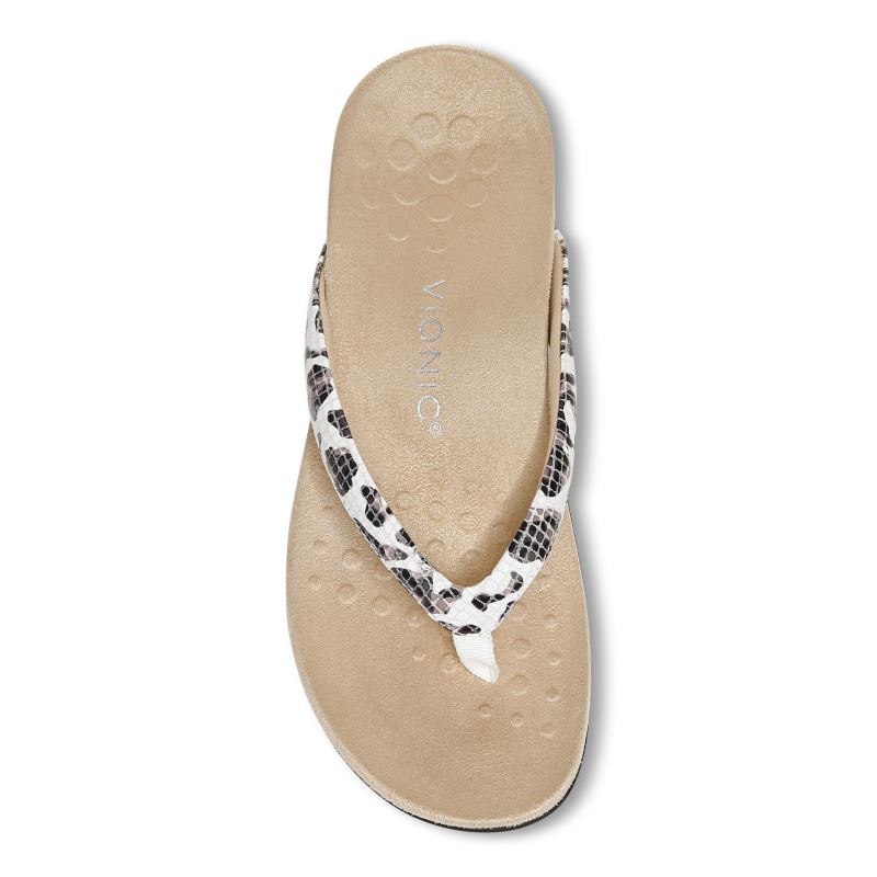 Vionic Women's Dillon Toe Post Sandal - White Leopard