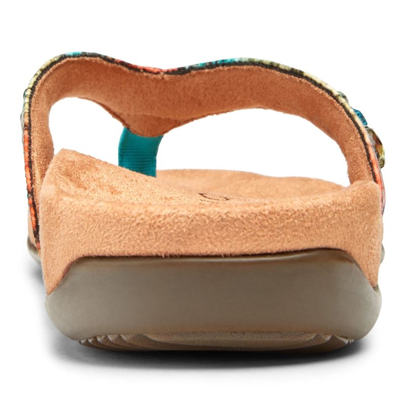 Vionic Women's Lucia Toe Post Sandal - Blue Teal Snake