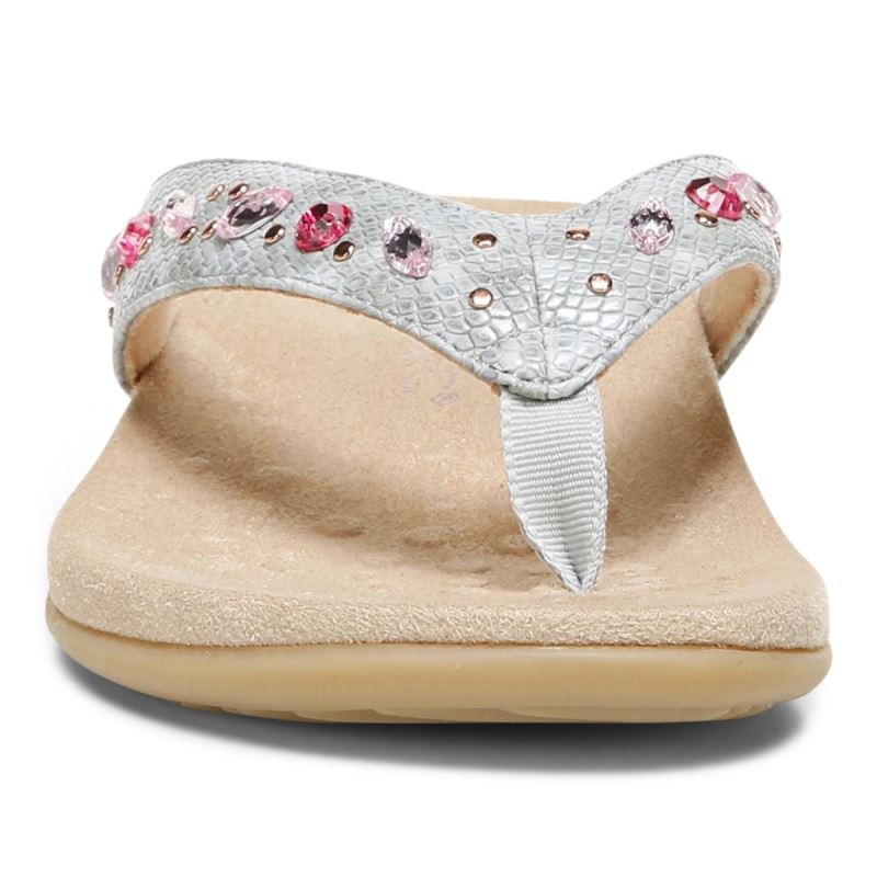 Vionic Women's Lucia Toe Post Sandal - Light Grey