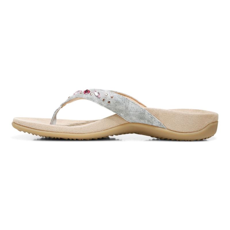 Vionic Women's Lucia Toe Post Sandal - Light Grey