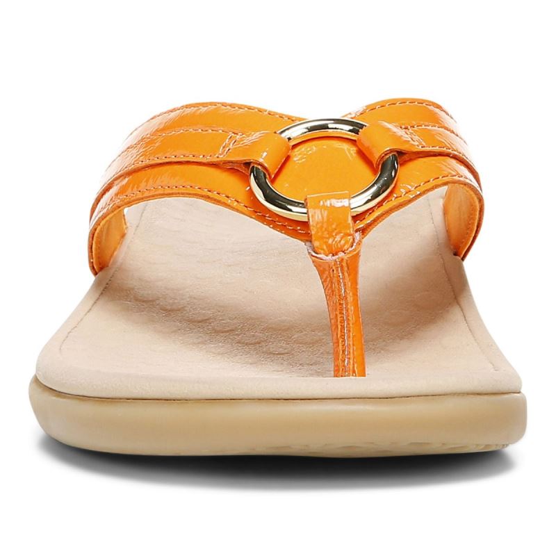 Vionic Women's Tide Aloe Toe Post Sandal - Marigold Leather