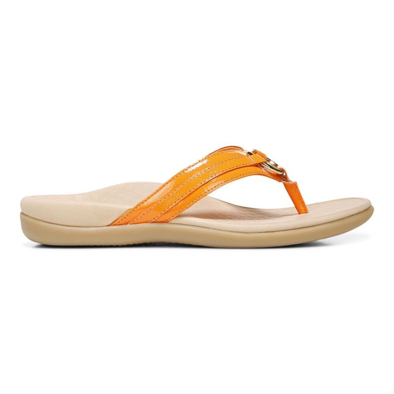 Vionic Women's Tide Aloe Toe Post Sandal - Marigold Leather