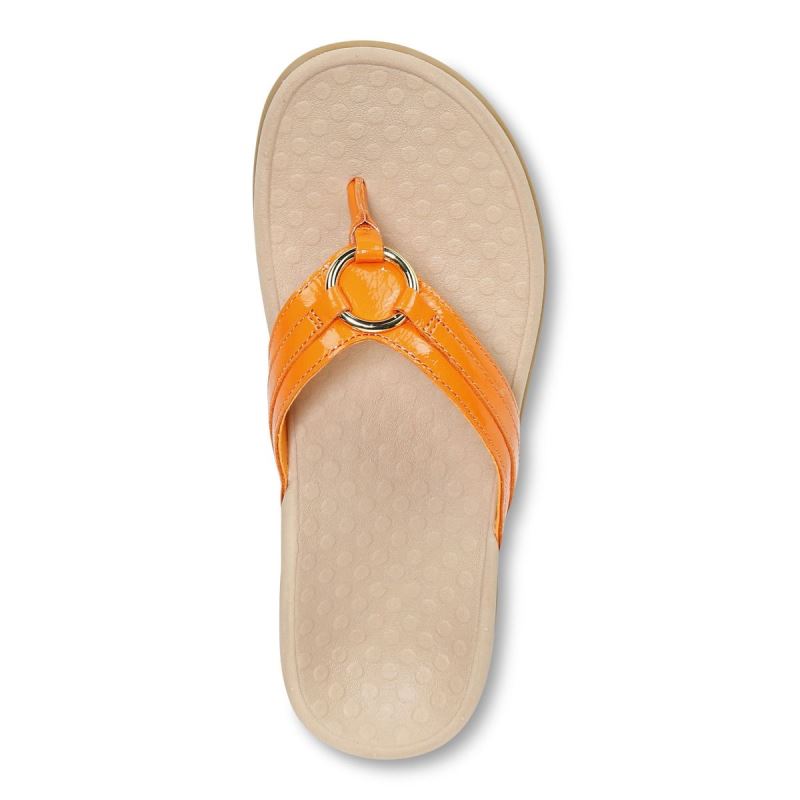 Vionic Women's Tide Aloe Toe Post Sandal - Marigold Leather