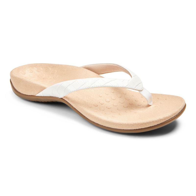 Vionic Women's Dillon Toe Post Sandal - White Croc