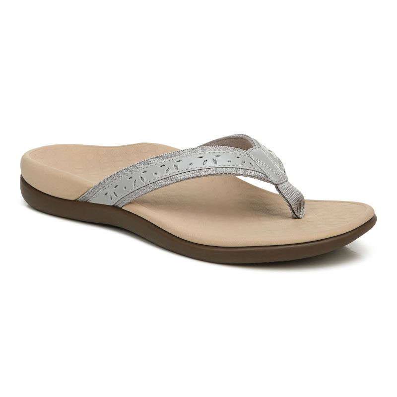 Vionic Women's Casandra Toe Post Sandal - Light Grey - Click Image to Close