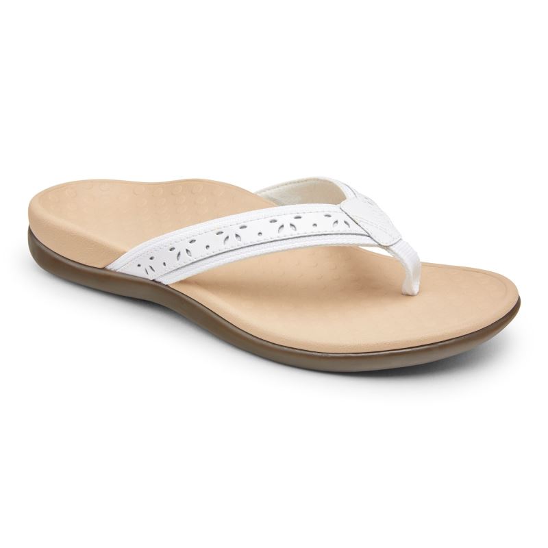 Vionic Women's Casandra Toe Post Sandal - White - Click Image to Close