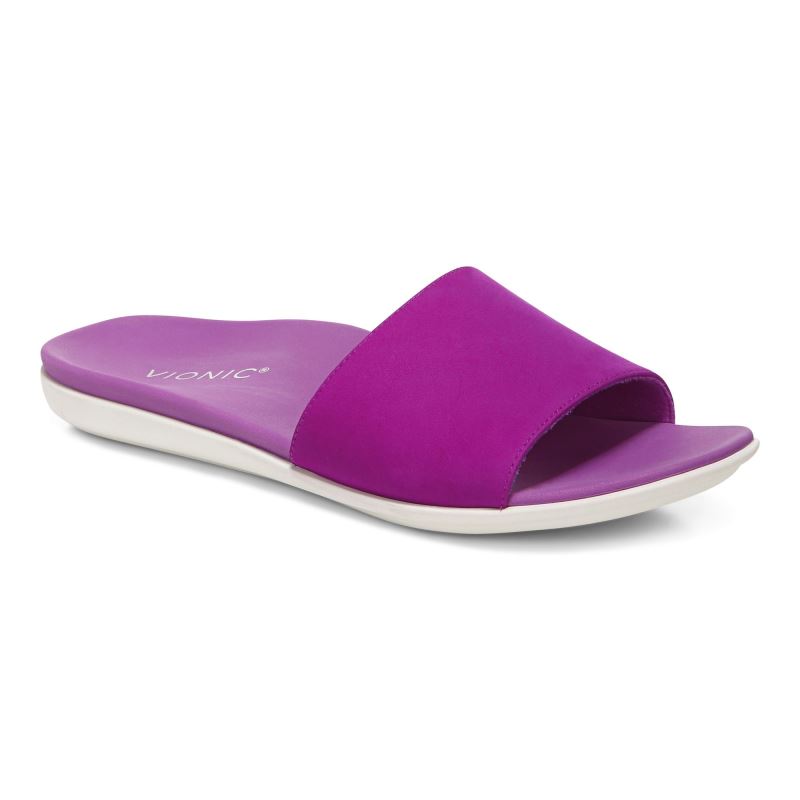 Vionic Women's Val Slide Sandal - Purple Cactus Nubuck