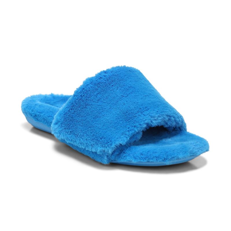 Vionic Women's Dream Plush Slipper - Atomic Blue Plush - Click Image to Close