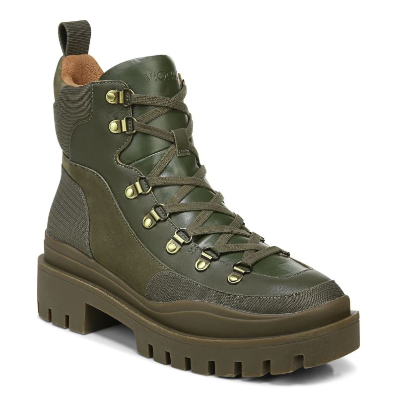 Vionic Women's Jaxen Boot - Olive Leather Textile - Click Image to Close