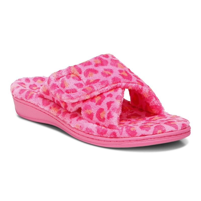 Vionic Women's Relax Slippers - Bubblegum Leopard - Click Image to Close
