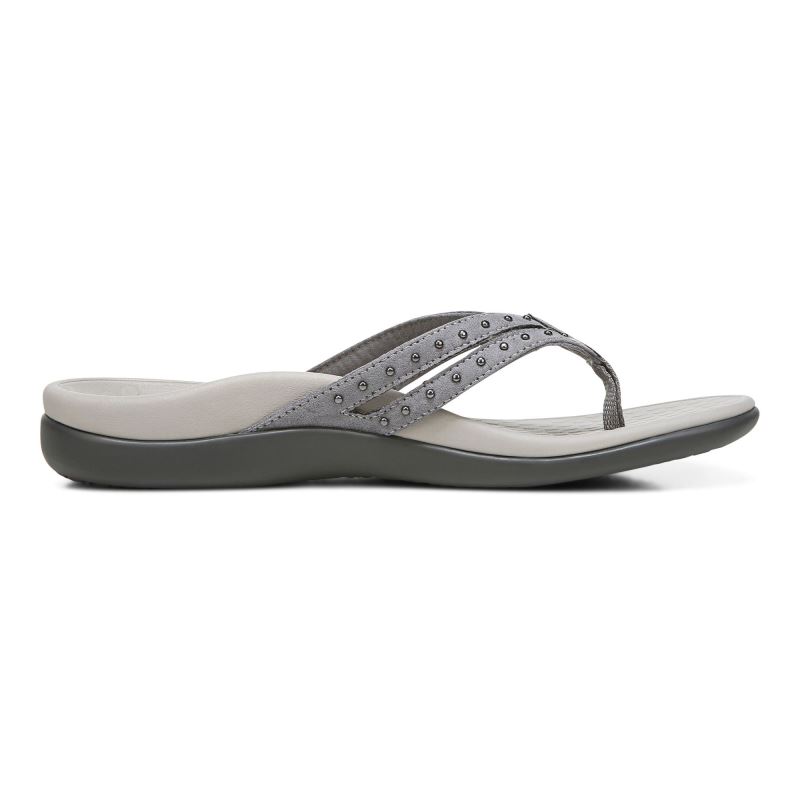 Vionic Women's Tasha Toe Post Sandal - Slate Grey