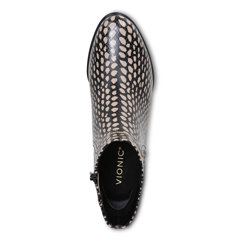 Vionic Women's Kamryn Ankle Boot - Black With Spots