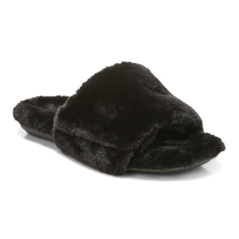 Vionic Women's Dream Plush Slipper - Black Plush - Click Image to Close
