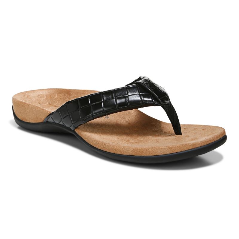 Vionic Women's Layne Toe Post Sandal - Black - Click Image to Close