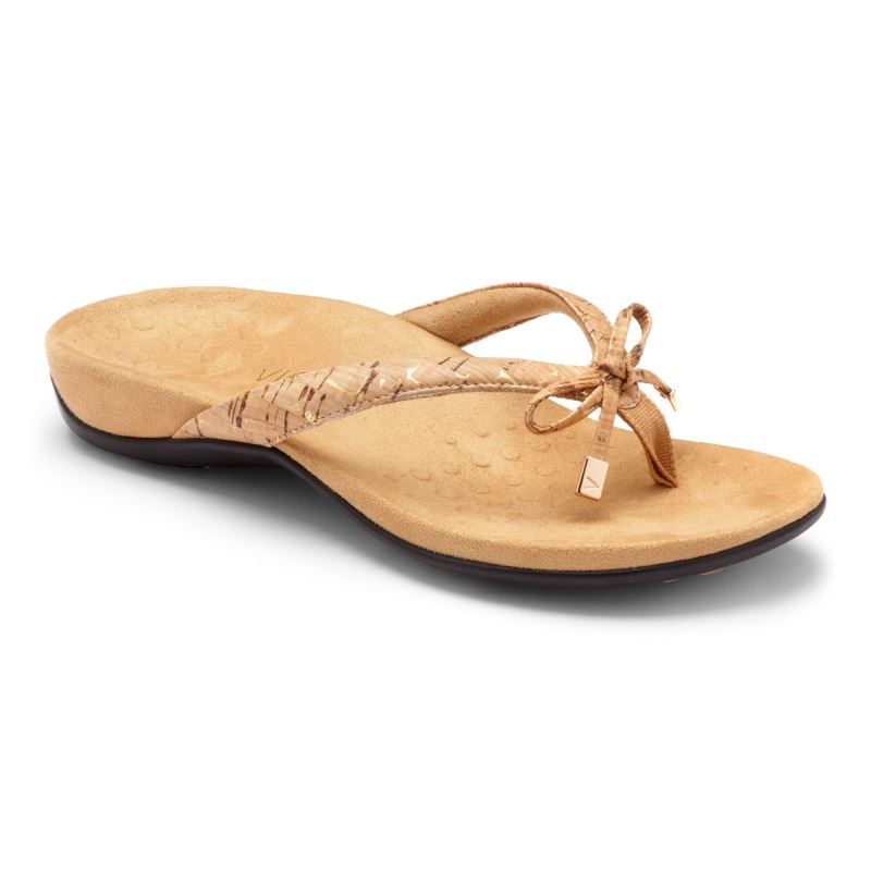 Vionic Women's Bella Toe Post Sandal - Gold Cork