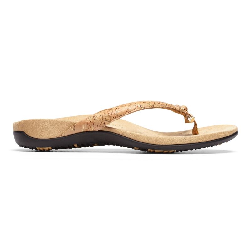 Vionic Women's Bella Toe Post Sandal - Gold Cork
