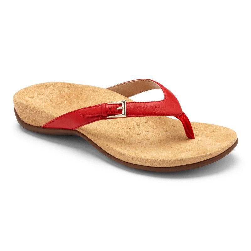 Vionic Women's Kelby Toe Post Sandal - Red - Click Image to Close