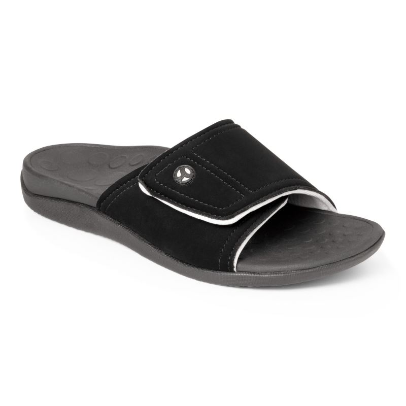 Vionic Women's Kiwi Slide Sandal - Black Grey - Click Image to Close