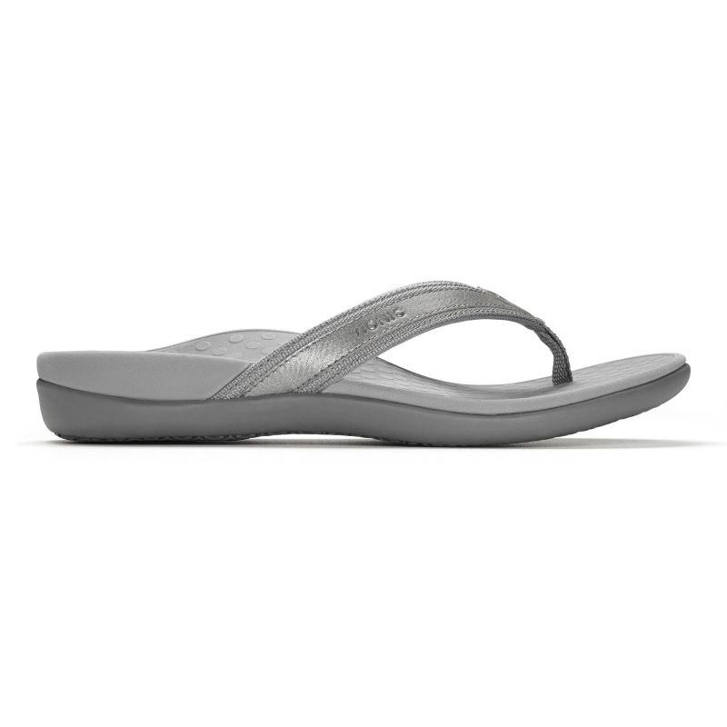 Vionic Women's Tide II Toe Post Sandal - Pewter Metallic