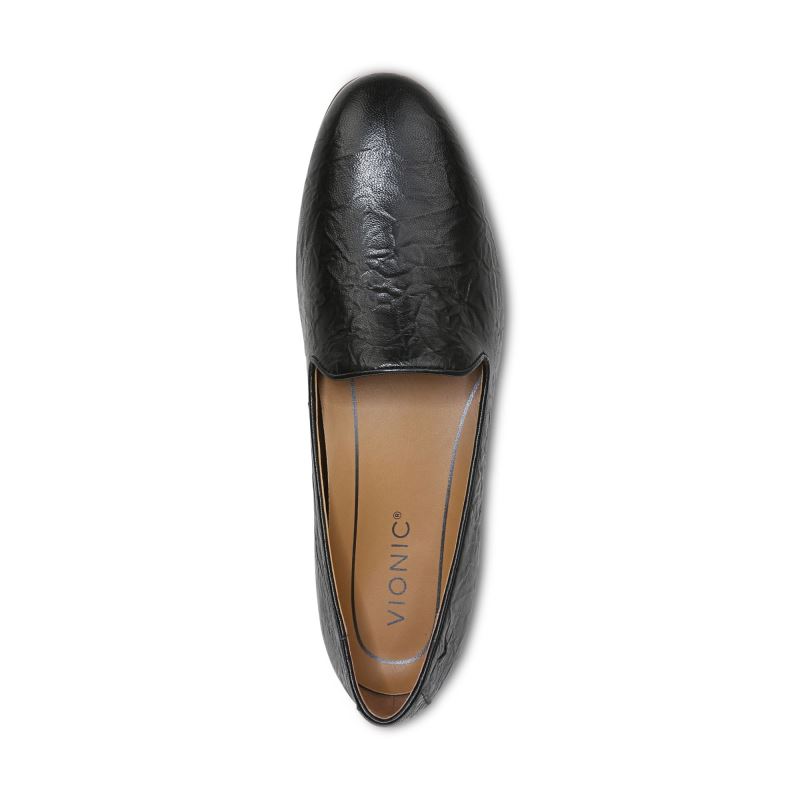Vionic Women's Willa Slip on Flat - Black Leather
