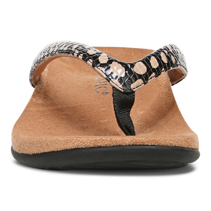 Vionic Women's Dillon Toe Post Sandal - Black With Spots