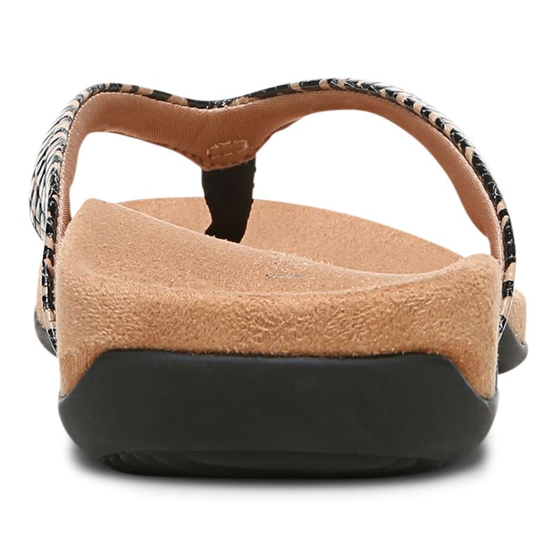 Vionic Women's Dillon Toe Post Sandal - Black With Spots