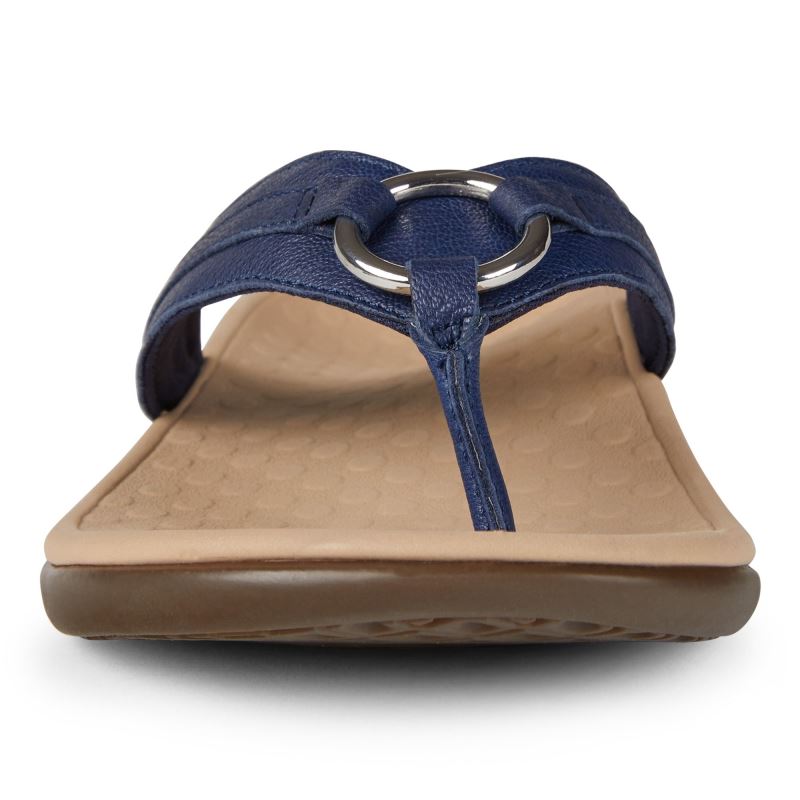 Vionic Women's Tide Aloe Toe Post Sandal - Navy Leather