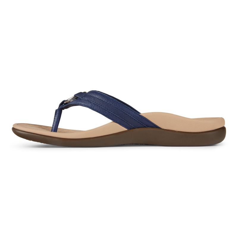 Vionic Women's Tide Aloe Toe Post Sandal - Navy Leather